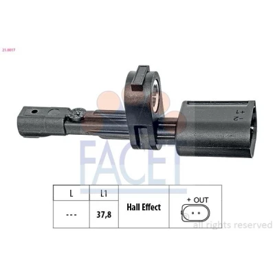 Imagem de FACET 21.0017 Sensor de ABS VOLKSWAGEN: Golf 7 Variant, 7, Crafter Van, AUDI: A3 Sedan, SEAT: Leon III Hatchback, SC