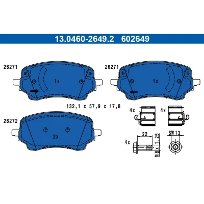 Imagem de ATE 13.0460 2649.2 Jogo de pastilhas para travão disco FORD: Puma SUV