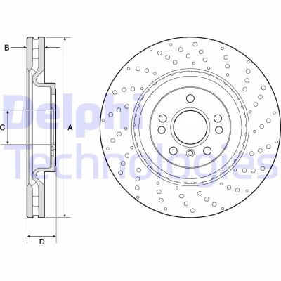 Imagem de DELPHI BG9149C Disco de travão 350 32 5 ventilado revestido alto carbono sem o rolamento da roda, anel sensor do ABS MERCEDES BENZ: GLE SUV