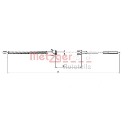 Imagem de METZGER 10.7134 Cabo de Freio Mão traseira esquerda, direita, à direita 1392/798 Travão tambor COFLE VOLKSWAGEN: Lupo / 3L