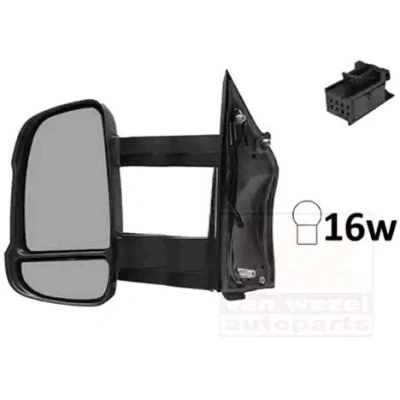 Imagem de espelho retrovisor Van Wezel 1651827 esquerda preto completo, convexo, para regulação eléctrica dos espelhos, aquecível, com grande an