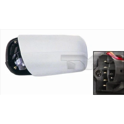 Imagem de espelho retrovisor Tyc 321 0013 à direita com subcapa não esférico, tom azul, aquecível, dobrável electricamente, para regulação eléctrica dos