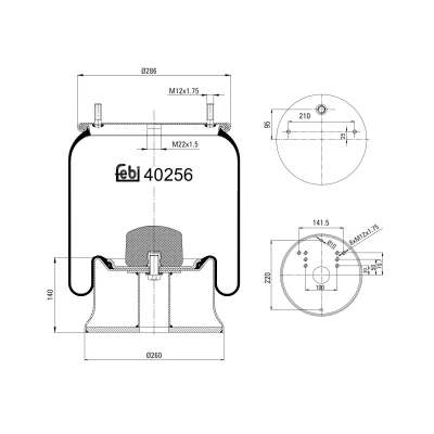 Imagem de FEBI BILSTEIN 40256 Fole, suspensão pneumática