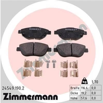 Imagem de ZIMMERMANN 24549.190.2 Jogo de pastilhas para travão disco OPEL: Corsa D Hatchback, FIAT: 500L