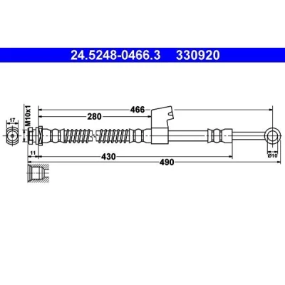 Imagem de ATE 24.5248 0466.3 Mangueira de Travão 466 M10x1 HYUNDAI: Getz