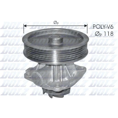 Imagem de DOLZ S225 Bomba de água com polia para correia trapezoidal estriada 118mm sem caixa CITROËN: Jumpy I Van