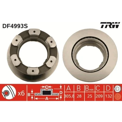 Imagem de TRW DF4993S Disco de travão 306 28 6 215 ventilado pintado IVECO: DAILY 4, , Pritsche/Fahrgestell
