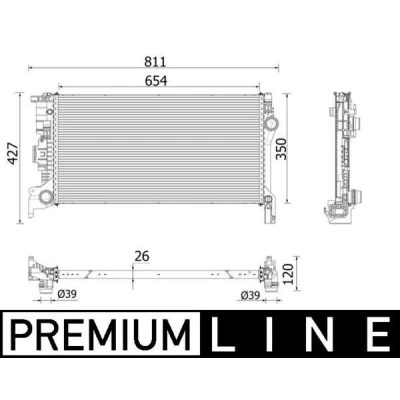 Imagem de MAHLE ORIGINAL CR 2335 000P Radiador, arrefecimento do motor 616,0 170,0 80,0 Aletas de refrigeração soldadas VOLVO: V60 I