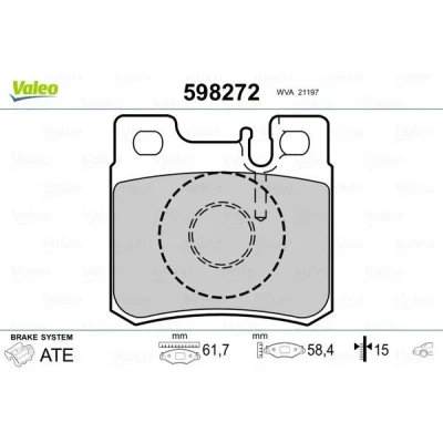 Imagem de VALEO 598272 Jogo de pastilhas para travão disco Eixo traseiro excl. contacto aviso desgaste com chapa anti ruído