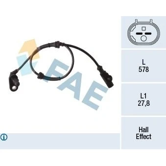 Imagem de FAE 78276 Sensor de ABS com cabo Hall 2 578 NISSAN: MICRA 3