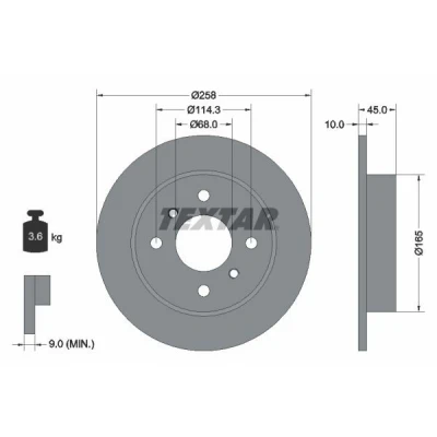Imagem de TEXTAR 92056400 Disco de travão 258 10 04/06 114,3 cheio sem pernos fixação da roda, cubo roda NISSAN: Almera II Hatchback, Primera Sedan