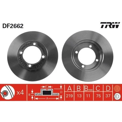 Imagem de TRW DF2662 Disco de travão 219 13 4 94 cheio pintado