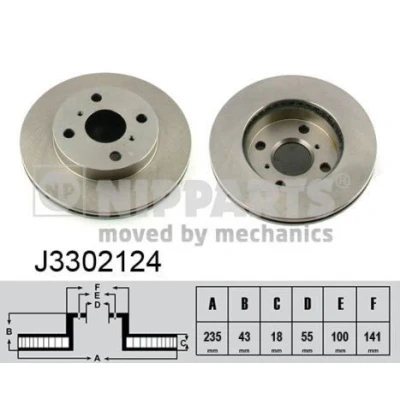 Imagem de NIPPARTS Disco de travão TOYOTA: Yaris I Hatchback, II III Hatchback J3302124 435120D010,4351252010,4351252020,4351252050