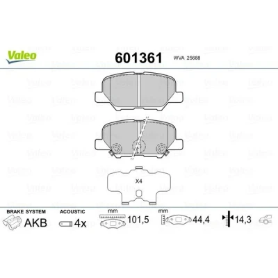 Imagem de VALEO 601361 Jogo de pastilhas para travão disco Eixo traseiro incl. contacto aviso desgaste com chapa anti ruído MITSUBISHI: OUTLANDER 3