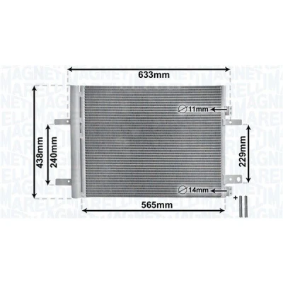 Imagem de MAGNETI MARELLI 350203862000 Condensador com secador 545x412,2x12 412,2mm 545mm 12mm PEUGEOT: 308 II Hatchback, SW 2