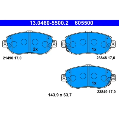 Imagem de ATE 13.0460 5500.2 Jogo de pastilhas para travão disco com avisador sonoro desgaste LEXUS: IS I Sedan, GS II, SC II Cabrio
