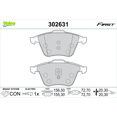 Imagem de VALEO 302631 Jogo de pastilhas para travão disco Eixo dianteiro incl. contacto aviso desgaste com chapa anti ruído AUDI: A3 Hatchback