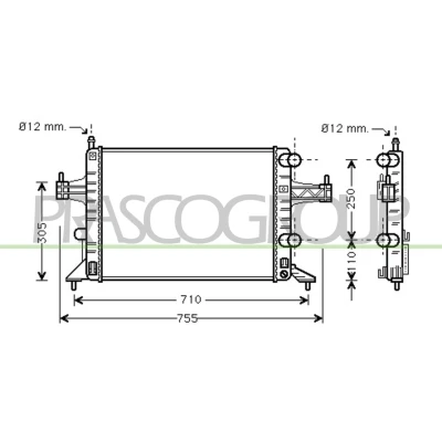 Imagem de PRASCO OP030R001 Radiador, arrefecimento do motor Alumínio 540 378 23 Aletas de refrigeração unidas mecanicamente OPEL: Corsa C Hatchback, С Van