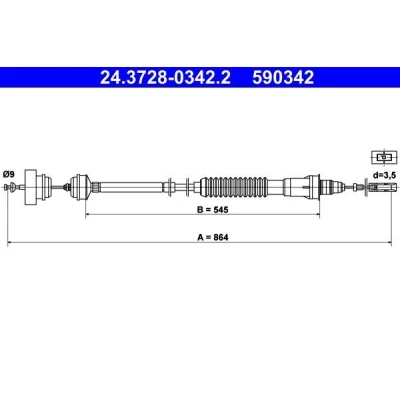 Imagem de ATE 24.3728 0342.2 Cabo de Embreagem com afinação automática CITROËN: Jumpy I Van, Camião plataforma/Chassis, PEUGEOT: Expert Van