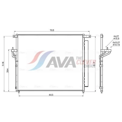 Imagem de AVA COOLING SYSTEMS FD5706D Condensador com secador 15,5mm 10,2mm Alumínio 525mm R134a FORD: Ranger Mk3 (TKE) 2.2 TDCi, TDCi 4x4, 3.2 4x4