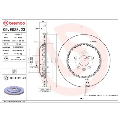 Imagem de BREMBO disco de travão 20mm 5 duas peças, interior ventilado revestido 09.E028.23 LR141725,LR161920 Discos