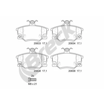 Imagem de BRECK 20833 00 701 10 Jogo de pastilhas para travão disco com avisador sonoro desgaste FIAT: Punto I Hatchback, Uno Hatchback