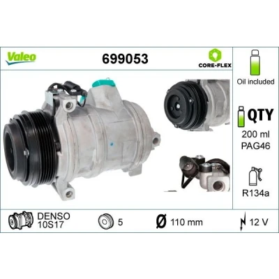 Imagem de VALEO 699053 compressor 10S17 12 PAG 46 R 134a com óleo de NEW ORIGINAL PART LAND ROVER: Range Rover 3, BMW: X5