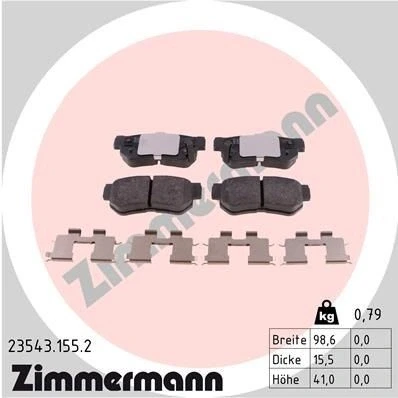 Imagem de ZIMMERMANN 23543.155.2 Jogo de pastilhas para travão disco com avisador sonoro desgaste A imagem corresponde ao volume fornecimento, mola