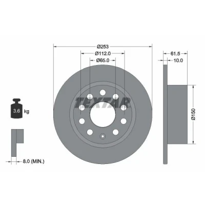 Imagem de TEXTAR 92306603 Disco de travão 253 10 05/10 112 cheio revestido sem pernos fixação da roda, cubo roda SKODA: Octavia 3 Schrägheck
