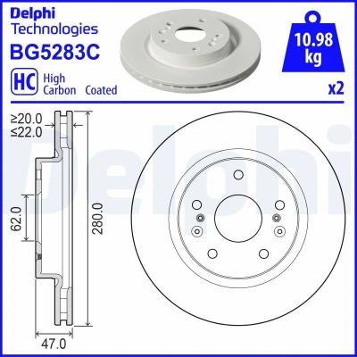 Imagem de Disco de travão DELPHI BG5283C
