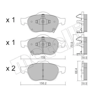 Imagem de METELLI 22 0448 0 Jogo de pastilhas para travão disco com avisador sonoro desgaste TOYOTA: Avensis I Carrinha, Sedan