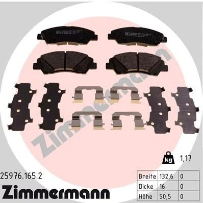 Imagem de ZIMMERMANN 25976.165.2 Jogo de pastilhas para travão disco A imagem corresponde ao volume fornecimento, com placa deslizante