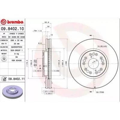Imagem de BREMBO COATED DISC LINE 09.8402.11 Disco de travão 296 32 5 interior ventilado revestido LEXUS: IS I Sedan, Sportcross, GS II