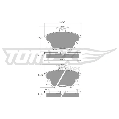 Imagem de TOMEX brakes TX 10 73 Jogo de pastilhas para travão disco Eixo dianteiro incl. contacto aviso desgaste FIAT: Punto I Hatchback, Uno Hatchback
