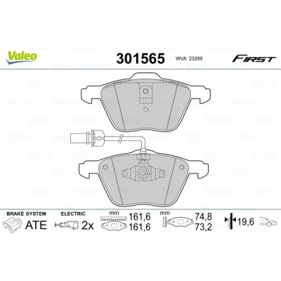 Imagem de VALEO 301565 Jogo de pastilhas para travão disco FIRST Eixo dianteiro incl. contacto aviso desgaste com chapa anti ruído VOLKSWAGEN: Sharan I