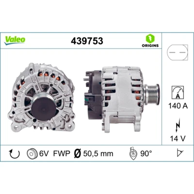 Imagem de VALEO 439753 Alternador 14V 140A VOLKSWAGEN: Crafter 30 50 Van
