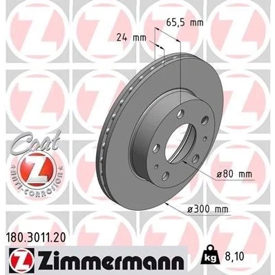 Imagem de ZIMMERMANN Disco de travão FIAT: Ducato III Van, Camião plataforma / Chassis, II CITROËN: Jumper I Van COAT Z