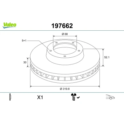 Imagem de VALEO 197662 Disco de travão Eixo dianteiro 320 30 5 ventilado com parafuso AUDI: A4 B8 Avant, A6 C7 A5 Sportback