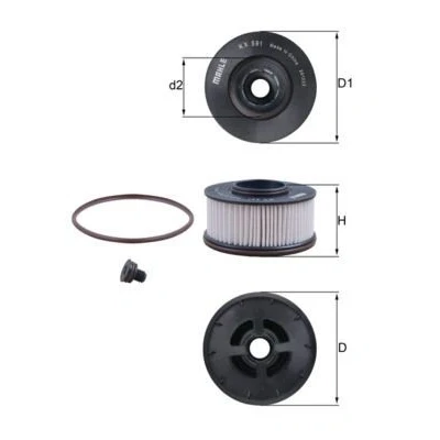 Imagem de MAHLE ORIGINAL KX 591D Filtro de Combustível Cartucho filtrante HYUNDAI: SANTA FE 3