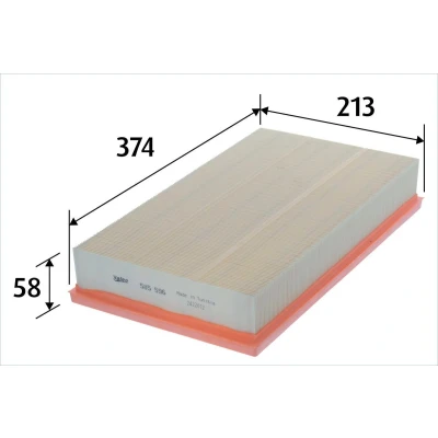 Imagem de VALEO 585596 Filtro de ar 58mm 213mm 374mm Cartucho filtrante AUDI: A3 Sportback, Sedan, Q3 VOLKSWAGEN: Passat B8 Variant, Tiguan II