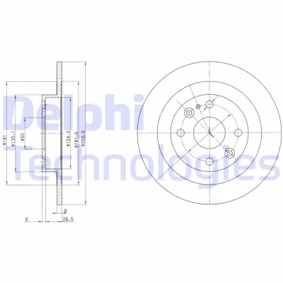 Imagem de DELPHI BG2805 Disco de travão 251 9 4 cheio oleado não tratado sem o rolamento da roda, anel sensor do ABS MAZDA: MX 5 I, 2, 3