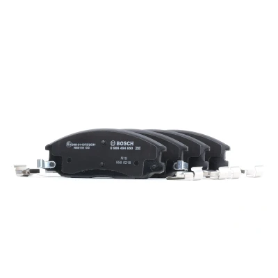 Imagem de BOSCH 0 986 494 650 Jogo de pastilhas para travão disco Baixo teor metálico com avisador sonoro desgaste chapa anti ruído mola
