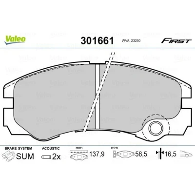 Imagem de VALEO 301661 Jogo de pastilhas para travão disco FIRST Eixo dianteiro incl. contacto aviso desgaste sem chapa anti ruído OPEL: Frontera B SUV