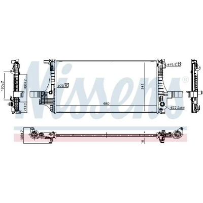 Imagem de NISSENS Radiador, arrefecimento do motor Alumínio 680mm 343mm 16mm com juntas sem capa, depósito de compensação Aletas refrigeração soldadas