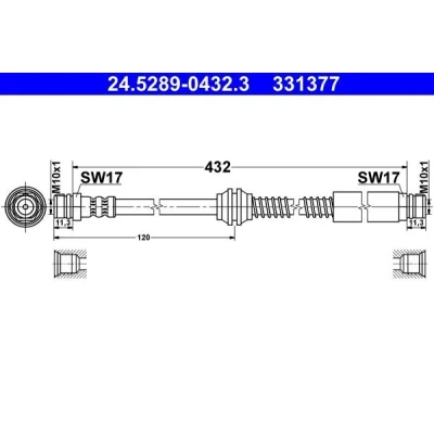 Imagem de ATE 24.5289 0432.3 Mangueira de Travão 432 M10x1 VOLKSWAGEN: Caddy 3