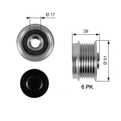 Imagem de GATES OAP7042 Polia Roda Livre do Alternador 39 FleetRunner Micro V Stretch Fit SEAT: Ibiza 3, VOLKSWAGEN: Polo IV Hatchback
