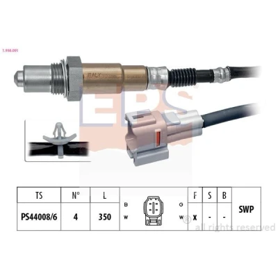Imagem de EPS 1.998.091 Sonda lambda com material de fixação Made in Italy OE Equivalent aquecimento, plana, Rosca pré lubrificada