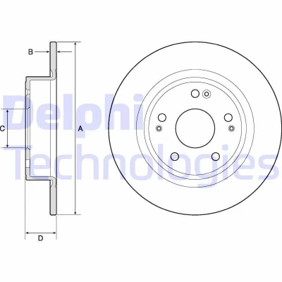 Imagem de DELPHI BG4801C Disco de travão 282 9 5 cheio revestido não tratado sem o rolamento da roda, anel sensor do ABS HONDA: Accord Limousine