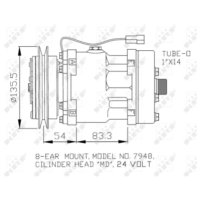 Imagem de NRF 32074 compressor SD7H15 24 PAG 100 com óleo de