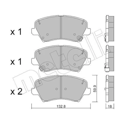 Imagem de METELLI 22 0944 0 Jogo de pastilhas para travão disco com avisador sonoro desgaste KIA: cee‘d II Sportswagon, Hatchback
